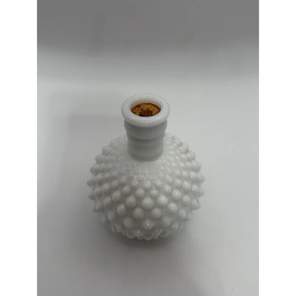 Vintage White Milk Glass Hobnail Glass Perfume Decanter Bottle With Stopper